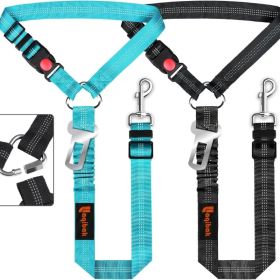 Removable Dog Seat Belt Harness For Car, 3 In 1 Pet Dog Car Seatbelt Leash, Retractable Restraint Secures To Vehicle Headrest (Option: Blue)